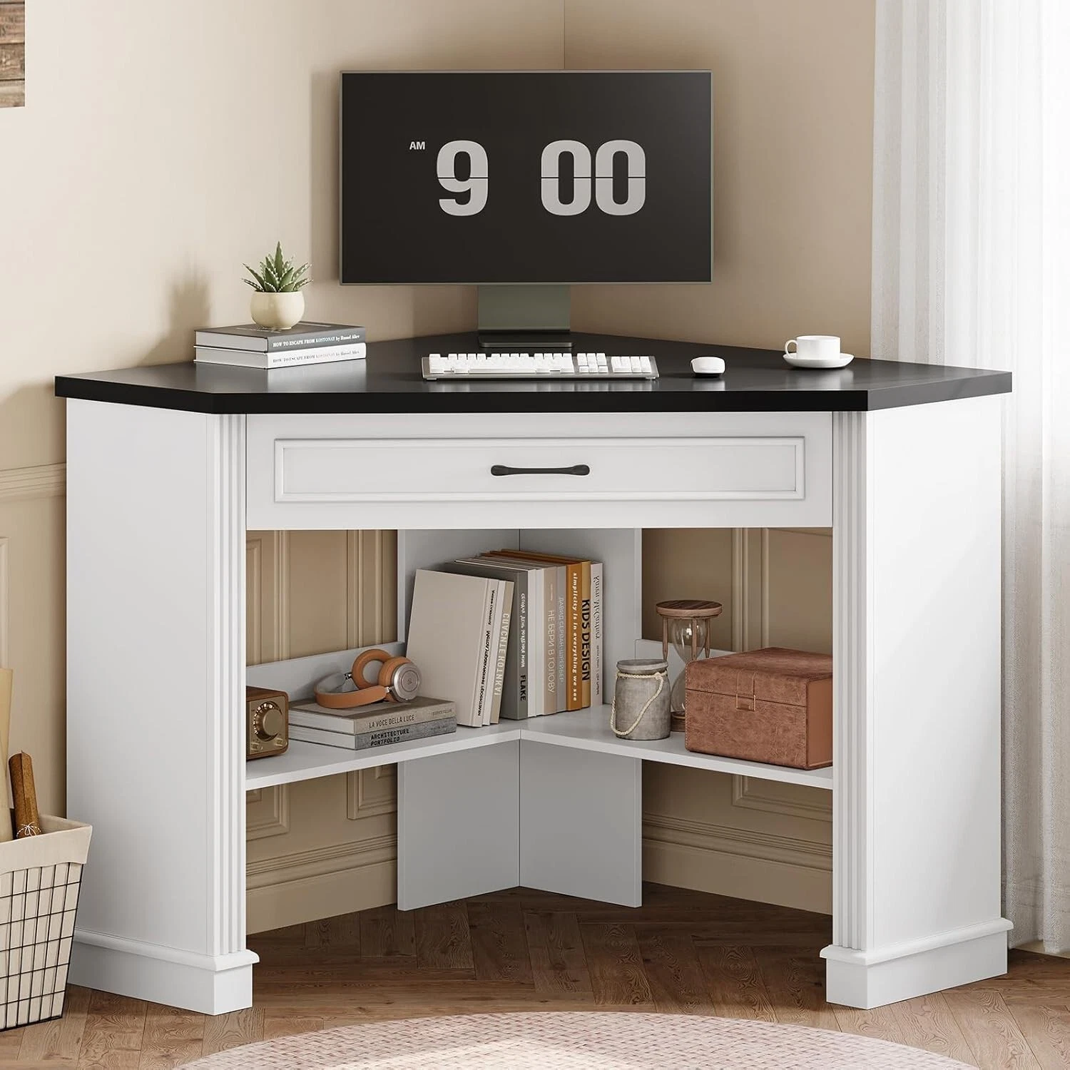 31.5" Corner Computer Desk, Corner Desk with Stora